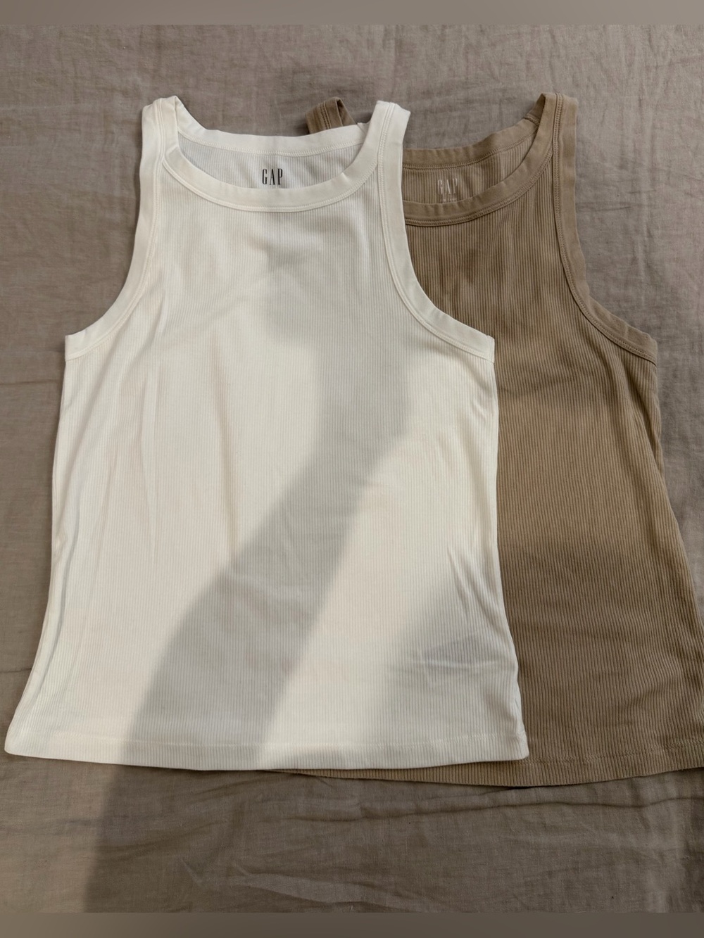GAP Ribbed Tank Tops - Cream & Taupe